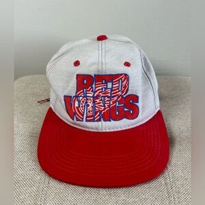 Vintage NHL Detroit Red Wings #1 Apparel Drawstring Cap Hat White Red Canada